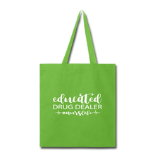 Load image into Gallery viewer, Educated Drug Dealer Tote Bag - lime green