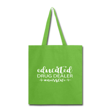Load image into Gallery viewer, Educated Drug Dealer Tote Bag - lime green
