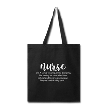 Load image into Gallery viewer, Nurse Description Tote Bag - black