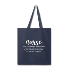Load image into Gallery viewer, Nurse Description Tote Bag - navy