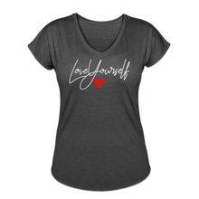 Load image into Gallery viewer, Love Yourself Women's Tri-Blend V-Neck T-Shirt - deep heather
