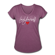 Load image into Gallery viewer, Love Yourself Women's Tri-Blend V-Neck T-Shirt - heather plum