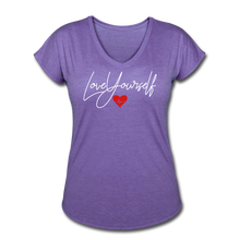 Load image into Gallery viewer, Love Yourself Women's Tri-Blend V-Neck T-Shirt - purple heather