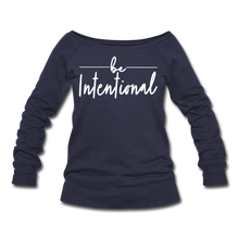 Load image into Gallery viewer, Be Intentional Women's Wideneck Sweatshirt - melange navy