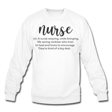 Load image into Gallery viewer, Nurse Definition Black Glitter Crewneck Sweatshirt - white