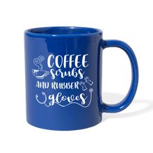 Load image into Gallery viewer, Coffee Scrubs &amp; Rubber Gloves Mug - royal blue
