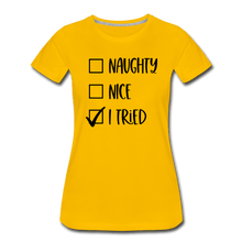 Load image into Gallery viewer, Naughty Nice Tried Premium T-Shirt - sun yellow
