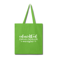 Load image into Gallery viewer, Educated Drug Dealer Tote Bag - lime green
