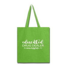 Load image into Gallery viewer, Educated Drug Dealer Tote Bag - lime green
