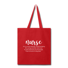 Load image into Gallery viewer, Nurse Description Tote Bag - red
