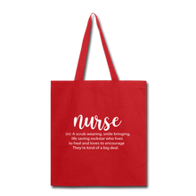 Load image into Gallery viewer, Nurse Description Tote Bag - red
