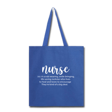 Load image into Gallery viewer, Nurse Description Tote Bag - royal blue
