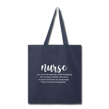 Load image into Gallery viewer, Nurse Description Tote Bag - navy
