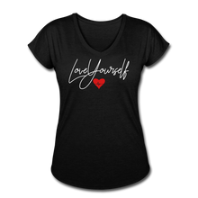 Load image into Gallery viewer, Love Yourself Women&#39;s Tri-Blend V-Neck T-Shirt - black
