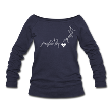 Load image into Gallery viewer, Perfectly Imperfect Women&#39;s Wideneck Sweatshirt - melange navy
