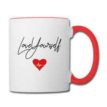 Load image into Gallery viewer, Love Yourself Contrast Coffee Mug - white/red
