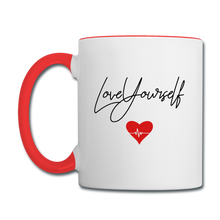 Load image into Gallery viewer, Love Yourself Contrast Coffee Mug - white/red
