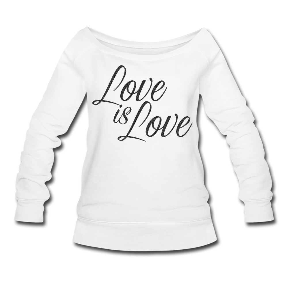 Love Black Glitter Women's Wideneck Sweatshirt - white