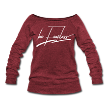 Load image into Gallery viewer, Be Fearless Women&#39;s Wideneck Sweatshirt - cardinal triblend
