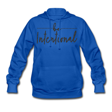 Load image into Gallery viewer, Be Intentional Black Glitter Women&#39;s Hoodie - royal blue
