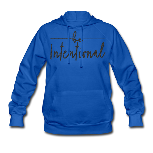 Be Intentional Black Glitter Women's Hoodie - royal blue