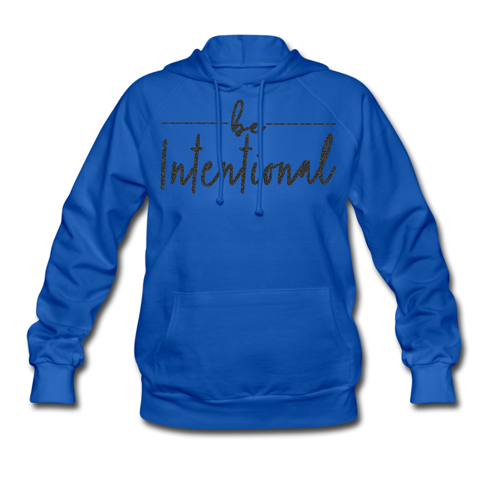 Be Intentional Black Glitter Women's Hoodie - royal blue