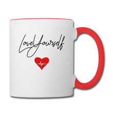 Load image into Gallery viewer, Love Yourself Contrast Coffee Mug - white/red
