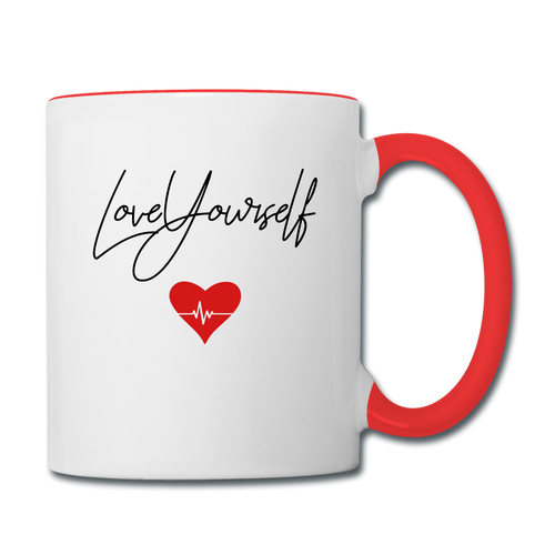 Love Yourself Contrast Coffee Mug - white/red