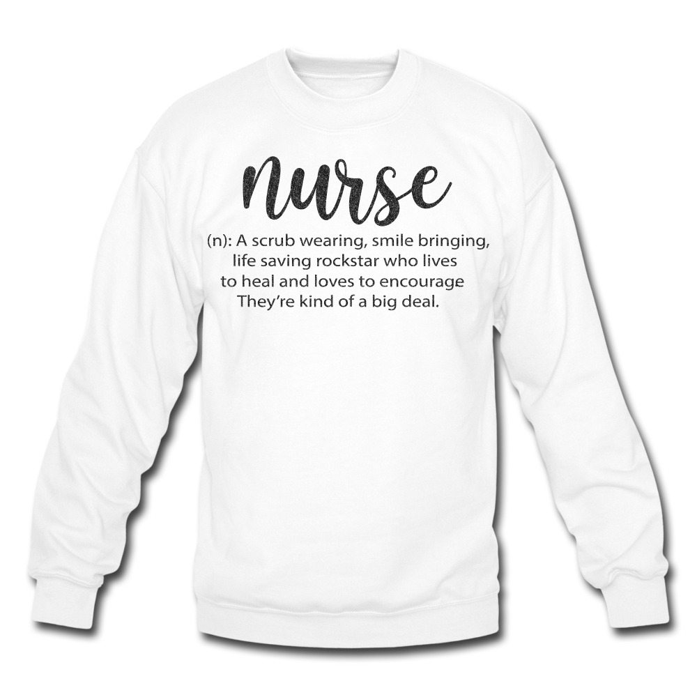 Nurse Definition Black Glitter Crewneck Sweatshirt - white