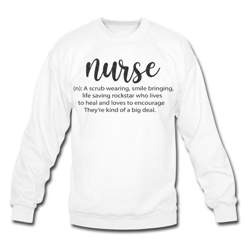 Nurse Definition Black Glitter Crewneck Sweatshirt - white