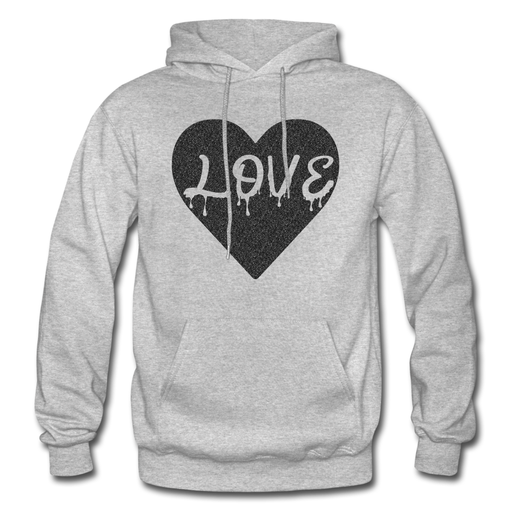 Love Heavy Black Glitter Blend Adult Hoodie - heather gray