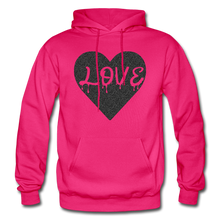 Load image into Gallery viewer, Love Heavy Black Glitter Blend Adult Hoodie - fuchsia
