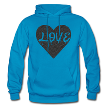 Load image into Gallery viewer, Love Heavy Black Glitter Blend Adult Hoodie - turquoise
