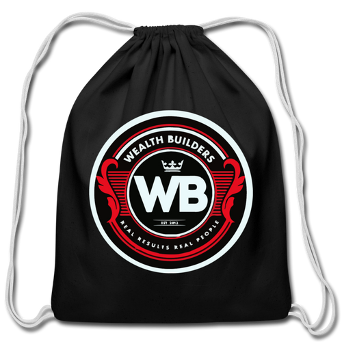 Wealth Builders' Cotton Drawstring Bag - black