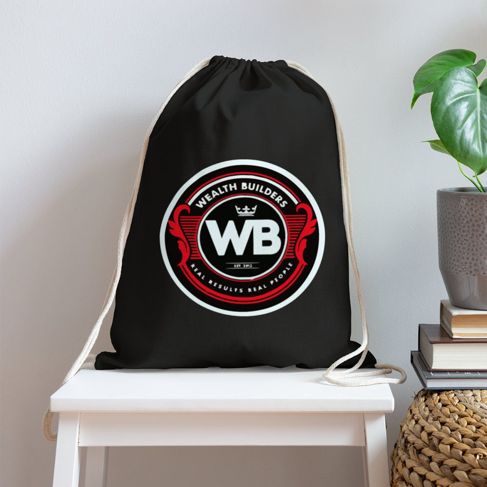 Wealth Builders' Cotton Drawstring Bag - black